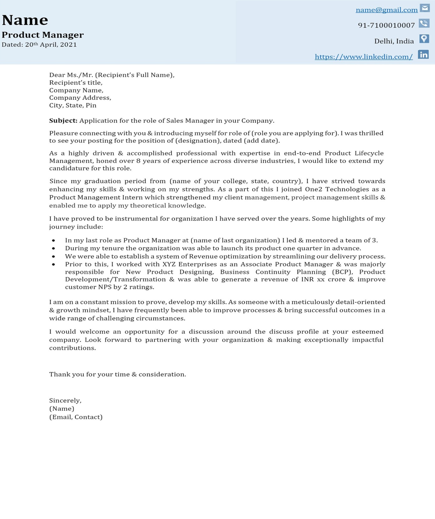 Simple Cover Letter Template