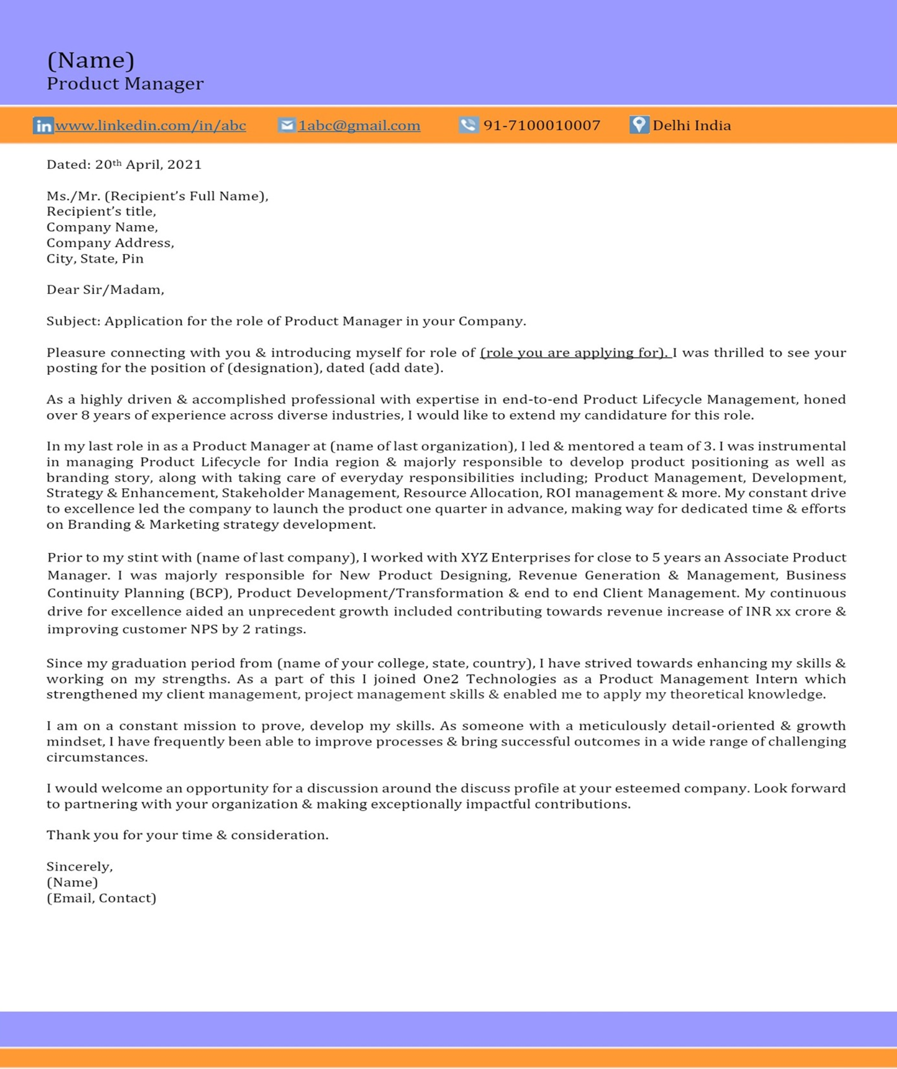 Classic Cover Letter Template
