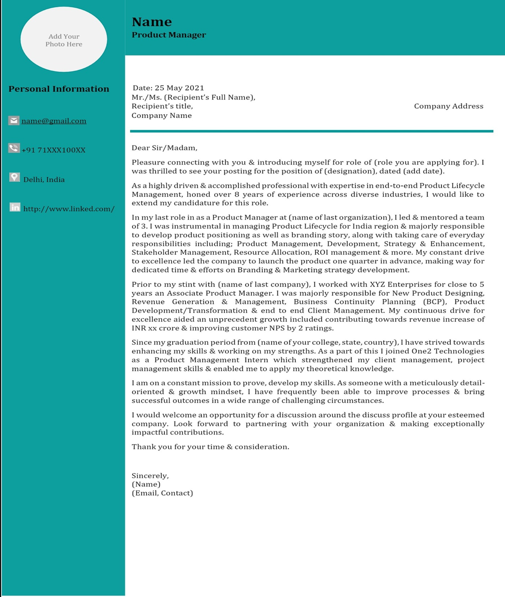 Modern Cover Letter Template